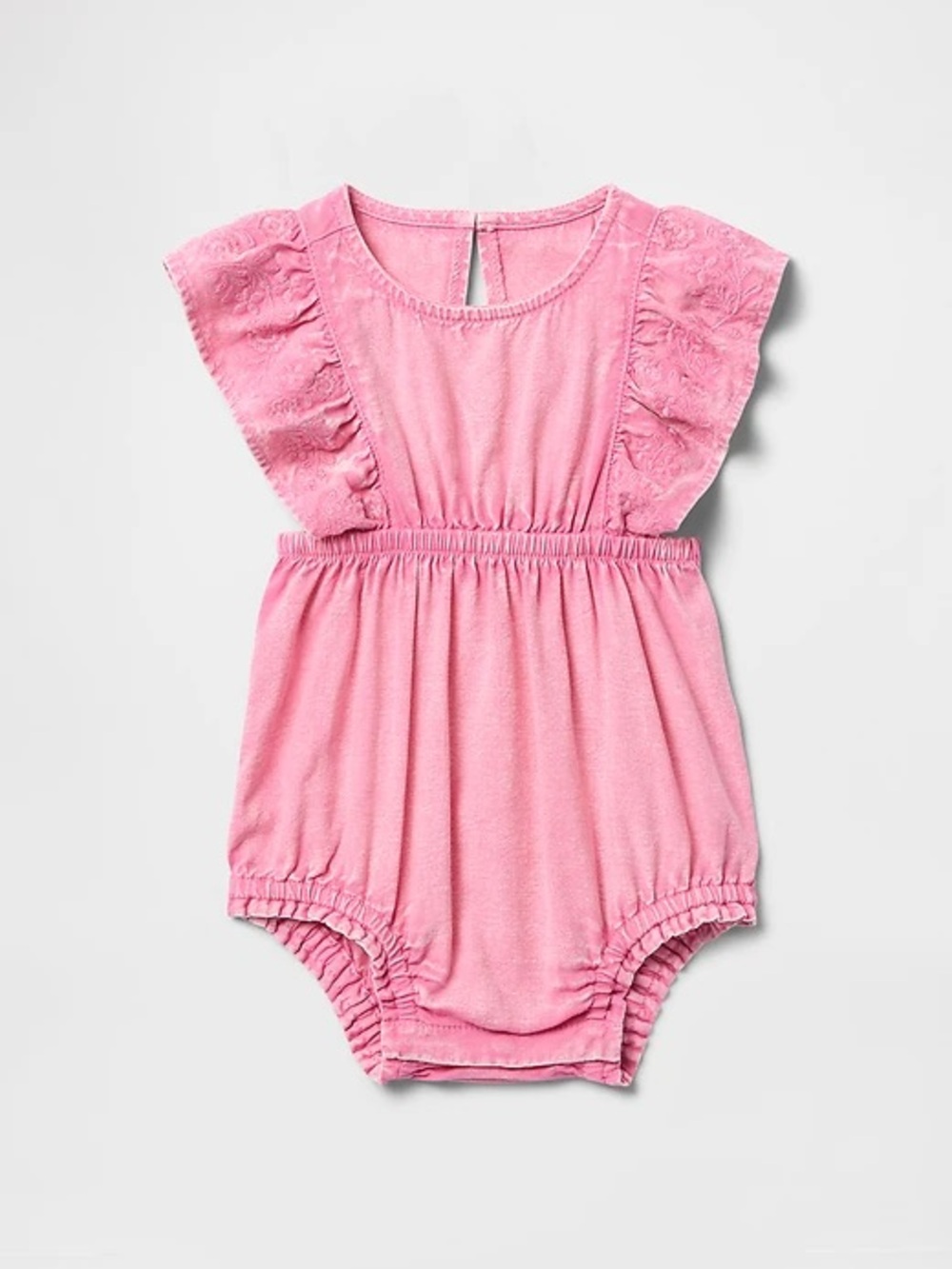 Gap Baby Girl Denim Bubble Shorty Romper One-Piece Classic Pink 0–3M